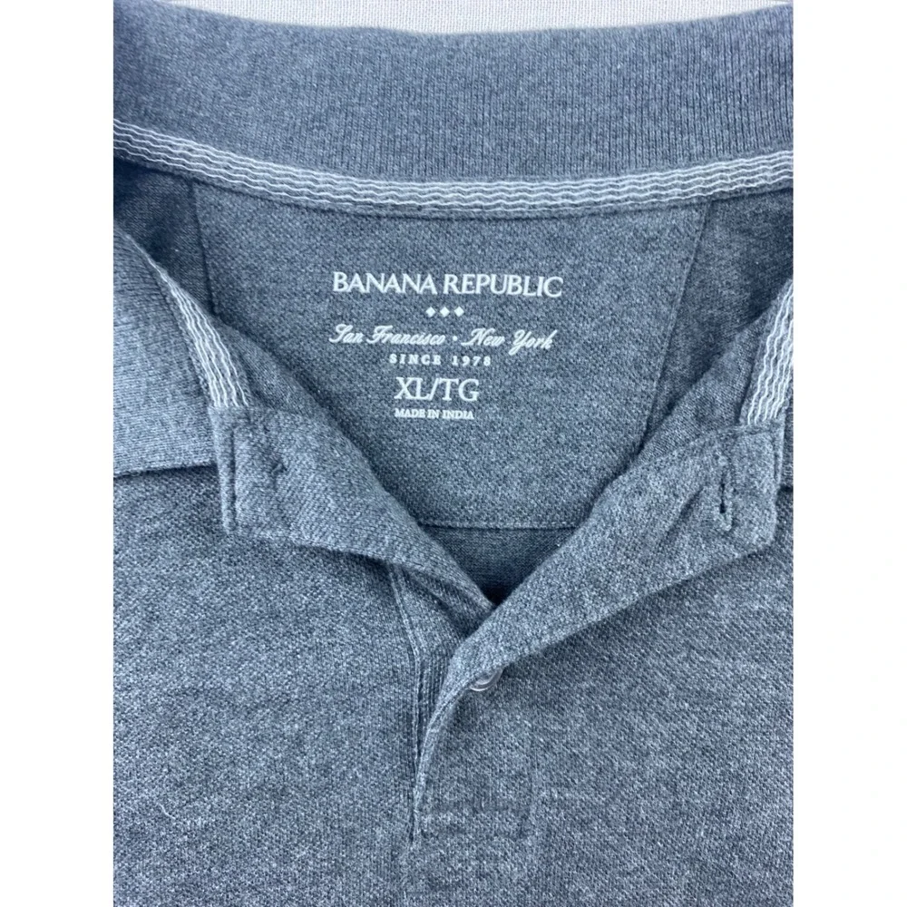 Banana Republic Mens XL Elephant Pique Polo Shirt Charcoal Heather Gray - Picture 2 of 7